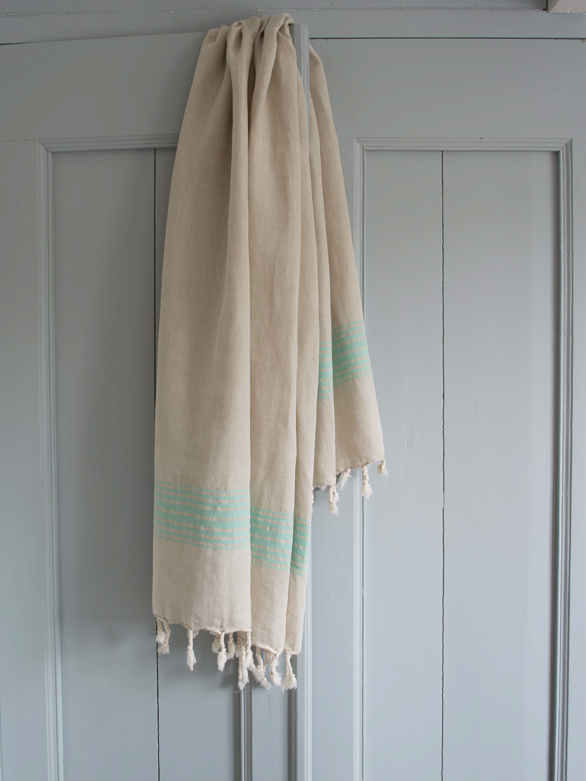 linen hamam towel dark seagreen striped